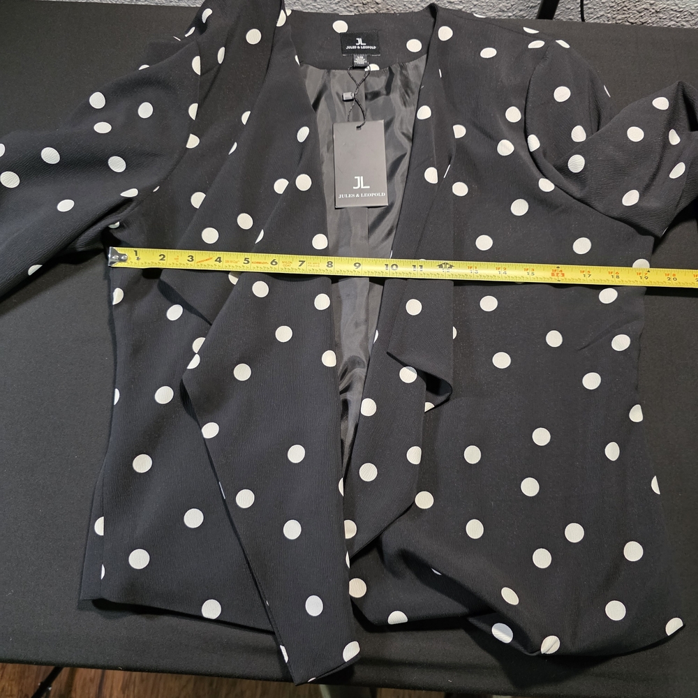 NWT, Jules & Leopold Elegant Black Blazer Polka‎ Dot, Size Large - Picture 7 of 10